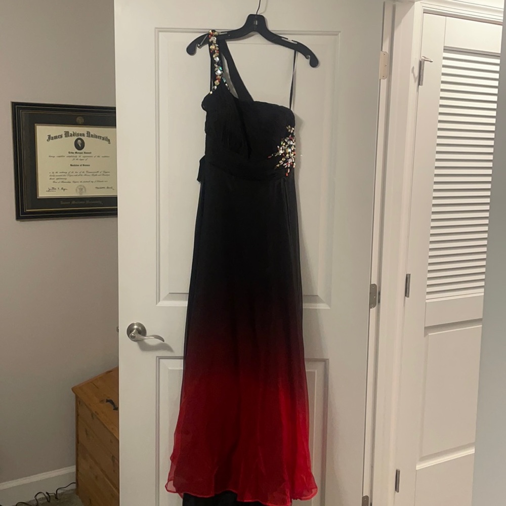 Black to red ombré prom dress